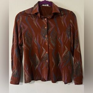 Vintage Parisian Brown Geometric Shirt